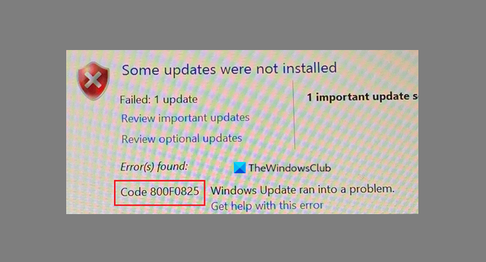 Error de actualización de Windows-0x800f0825