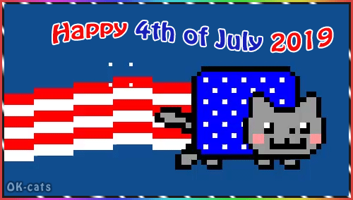 Art Cat GIF with caption • American Nyan Cat wishes you a Happy 4th of July 2019 Art Cat GIF with caption • American Nyan Cat wishes you a Happy 4th of July 2019