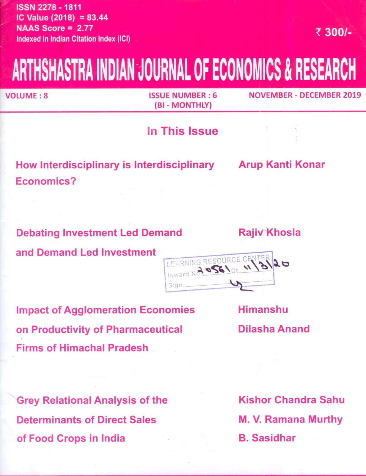 http://indianjournalofeconomicsandresearch.com/index.php/aijer/issue/view/8783