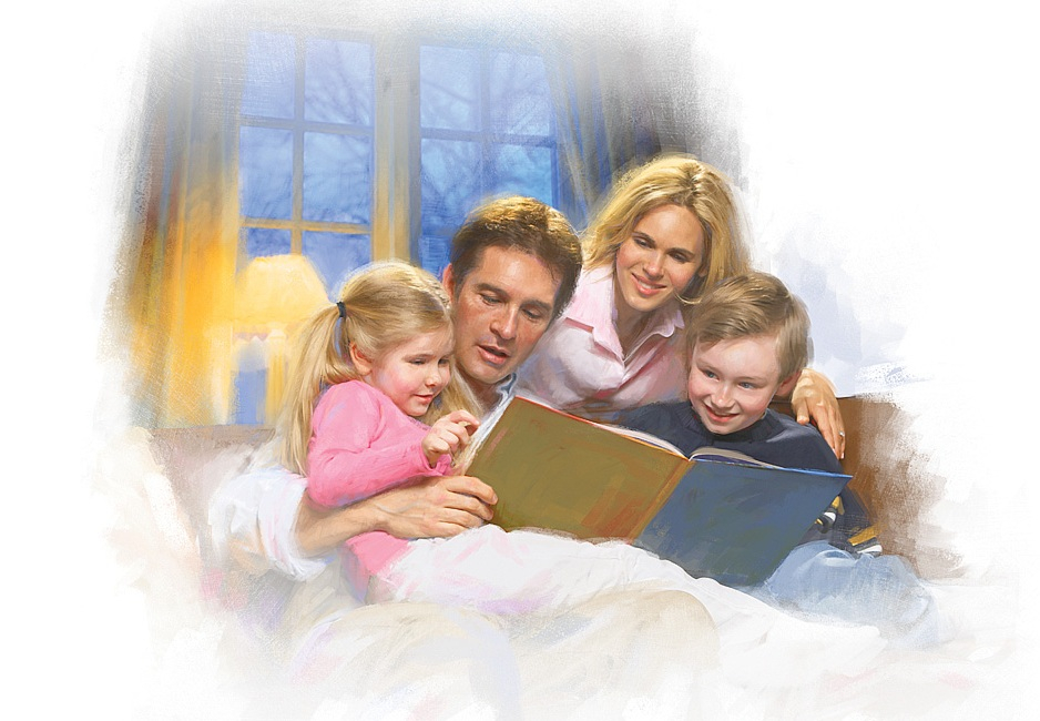 Фон читающая семья