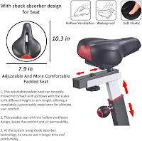 4-way adjustable saddle with hollow ventilation, bottom shock absorber, on VIGBODY HL-S801 Indoor Cycle Spin Bike, image