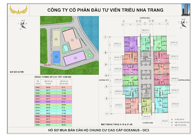 Mặt bằng tổng thể Chung Cư OC3 Viễn Triều Nha Trang