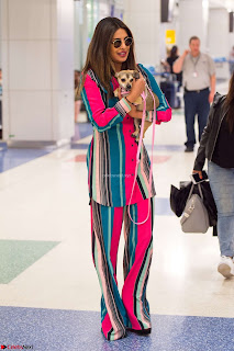 Priyanka Chopra in Colorful Jumpsuit arriving at JFK Airport New York 18 June 2017 ~  Exclusive 014