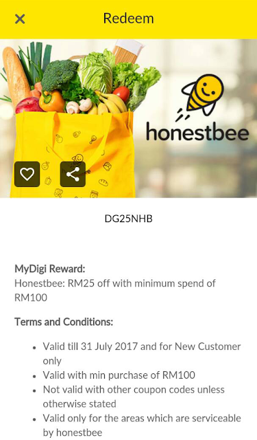 Honestbee Coupon Code Discount Promo MyDigi Reward