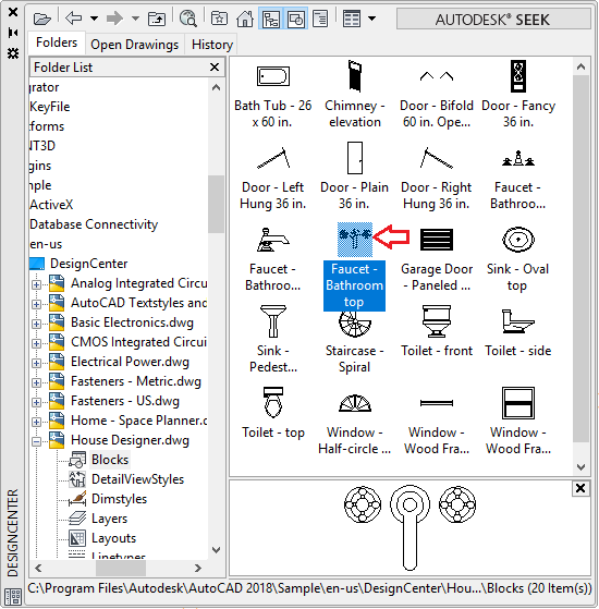 AutoCAD 2018 Essential Design Center Blocks Library