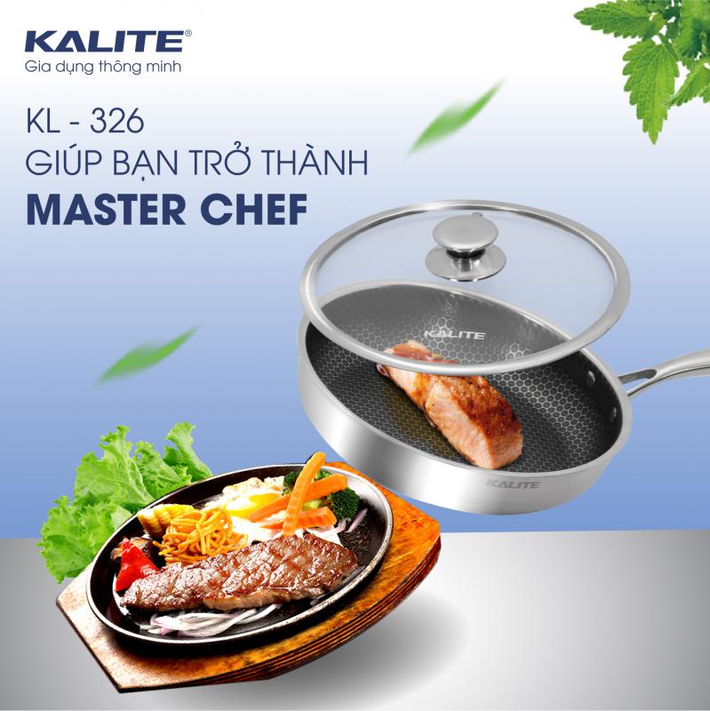 Chảo Inox KL-326 ( Tặng bộ 3 bình đựng nước cao cấp Unie)