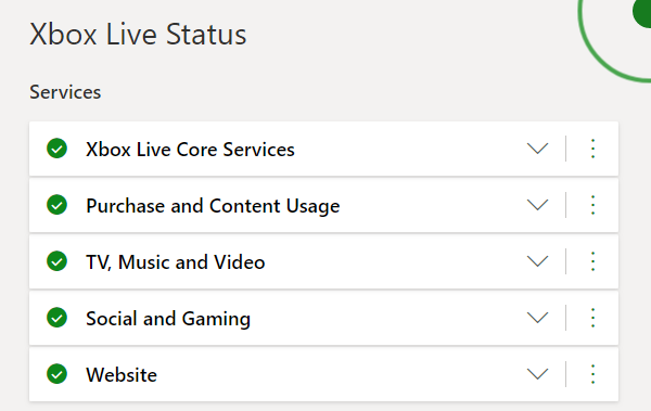 Web de estado de Xbox Live