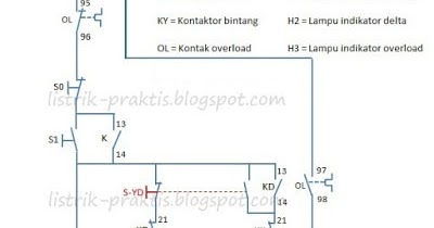 Rangkaian Star Delta Dengan Switch Manual Auto Pada Motor 3 Fasa Listrik Praktis