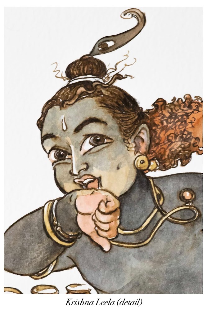 JanmashtamiGokulashtami special Drawing of cute little Krishna eating  makhan cream  YouTube