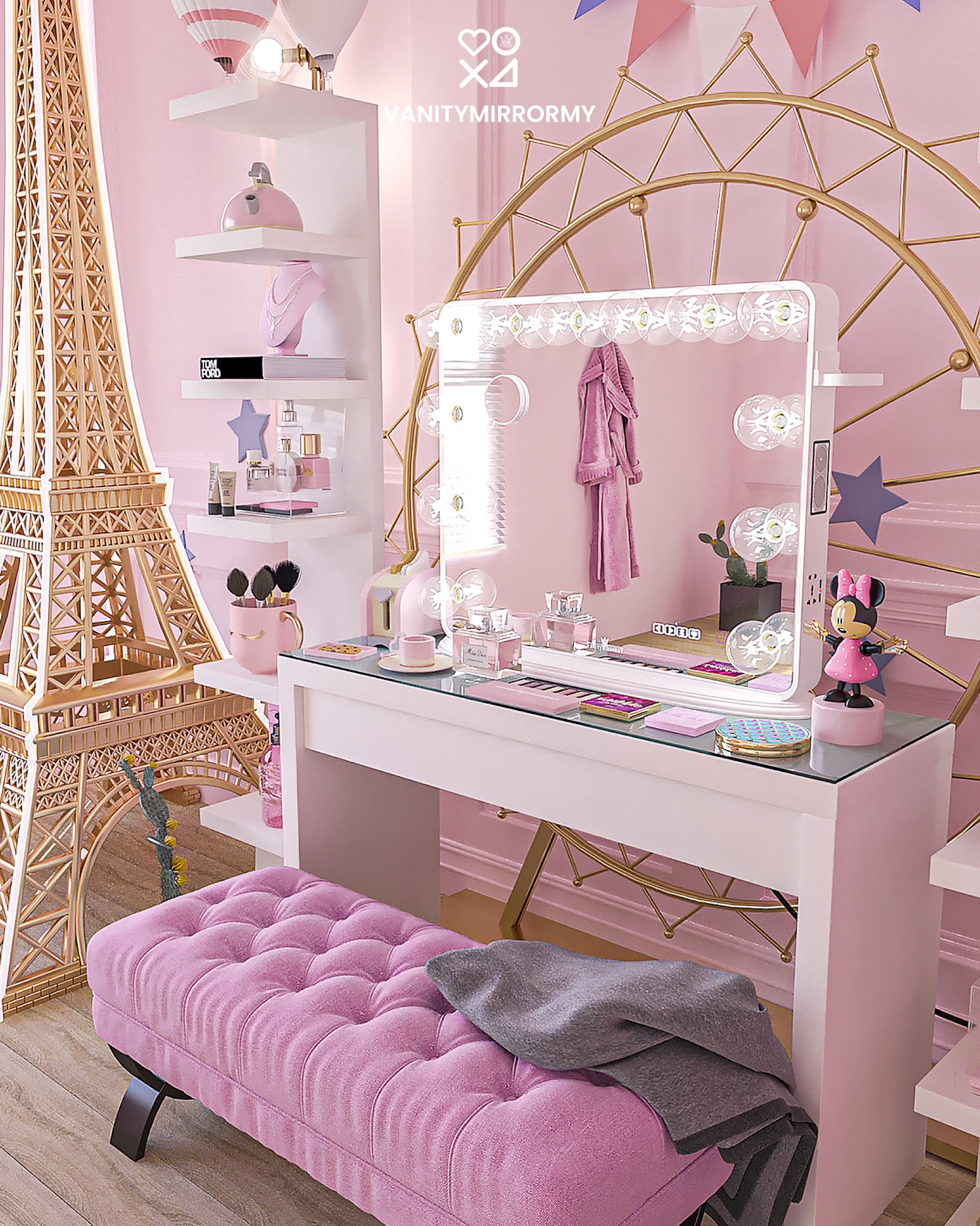 Vanity Mirror Malaysia with touch screen Hollywood Mirror lighted