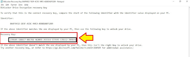 Salin Kode Pemulihan Kunci Bitlocker Windows 10