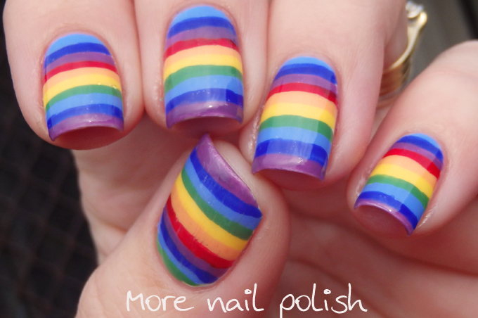Horizontal rainbow stripes ~ More Nail Polish
