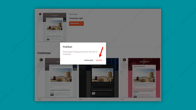 upload template blog
