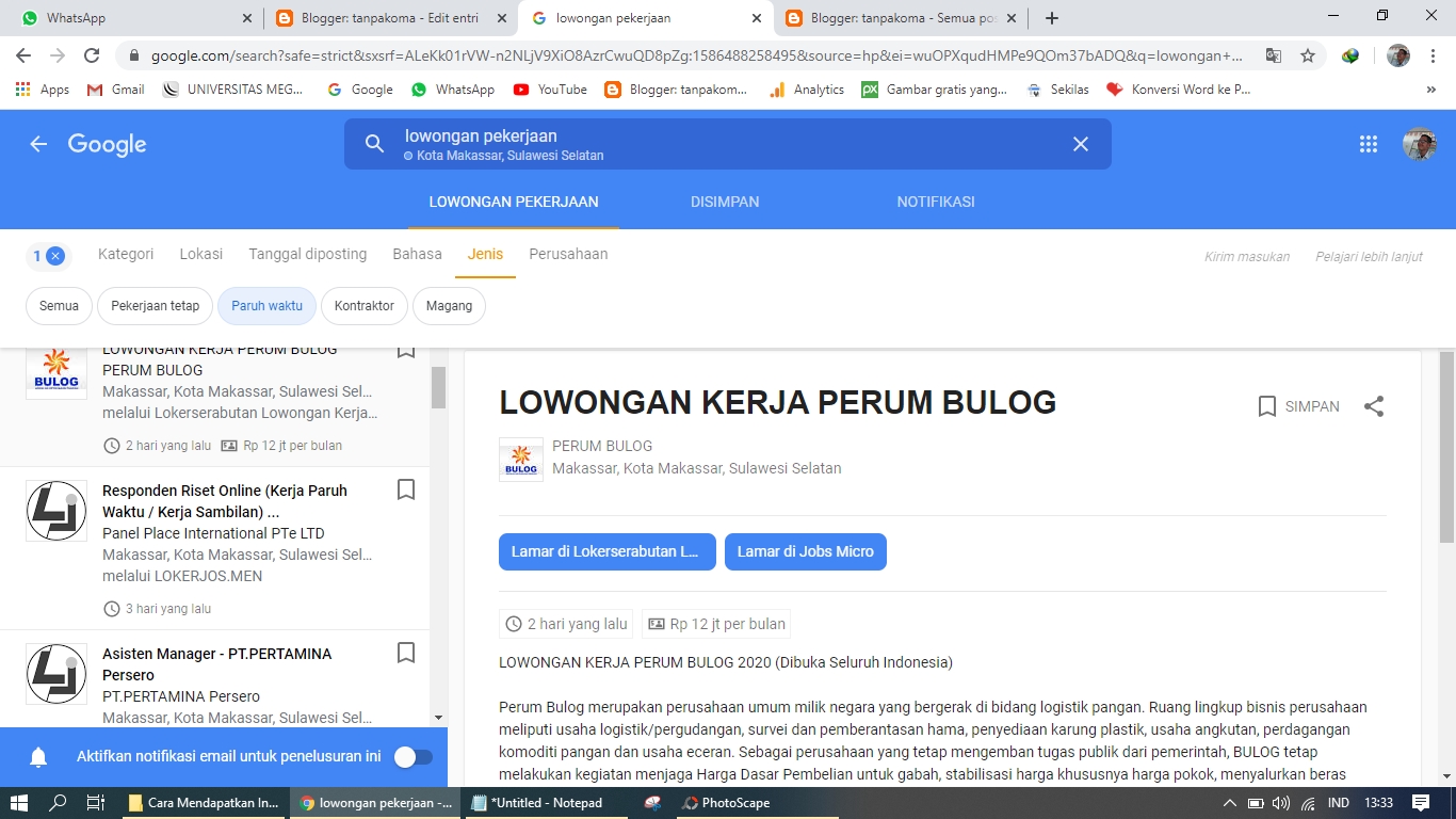 Rangkuman Google Lowongan Pekerjaan - Tanpakoma