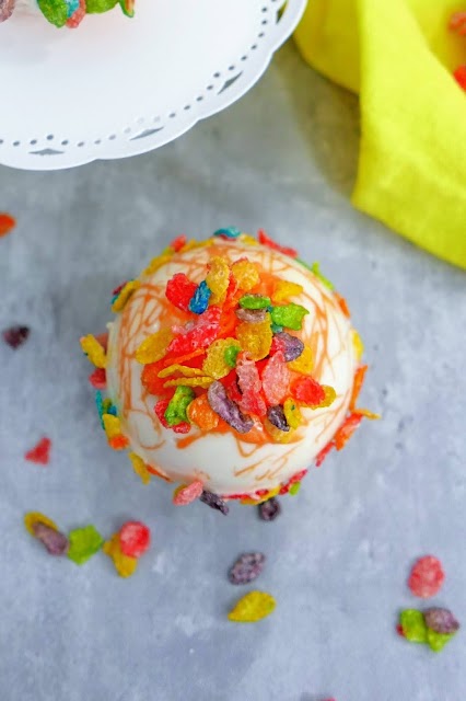 Fruity Pebbles Hot Cocoa Bombs from above