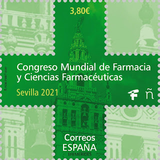 Filatelia - 13 Congreso Mundial de Farmacia - Sevilla 2021 - Sello