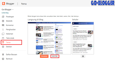 Masuk ke Dashboard Tema>klik Edit HTML