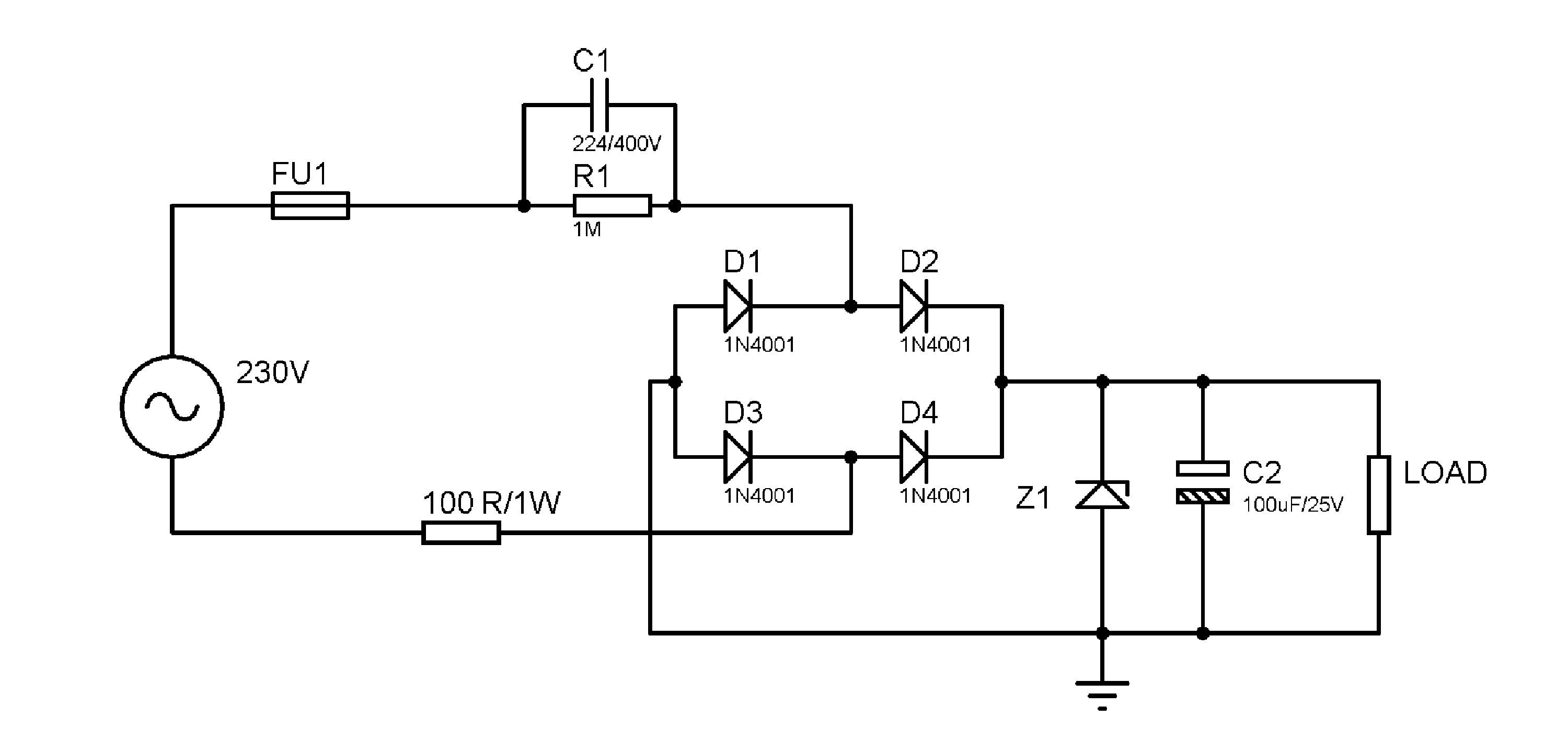 Transformerless power supply or capacitive power supply circuit Transformerless power supply or capacitive power supply circuit