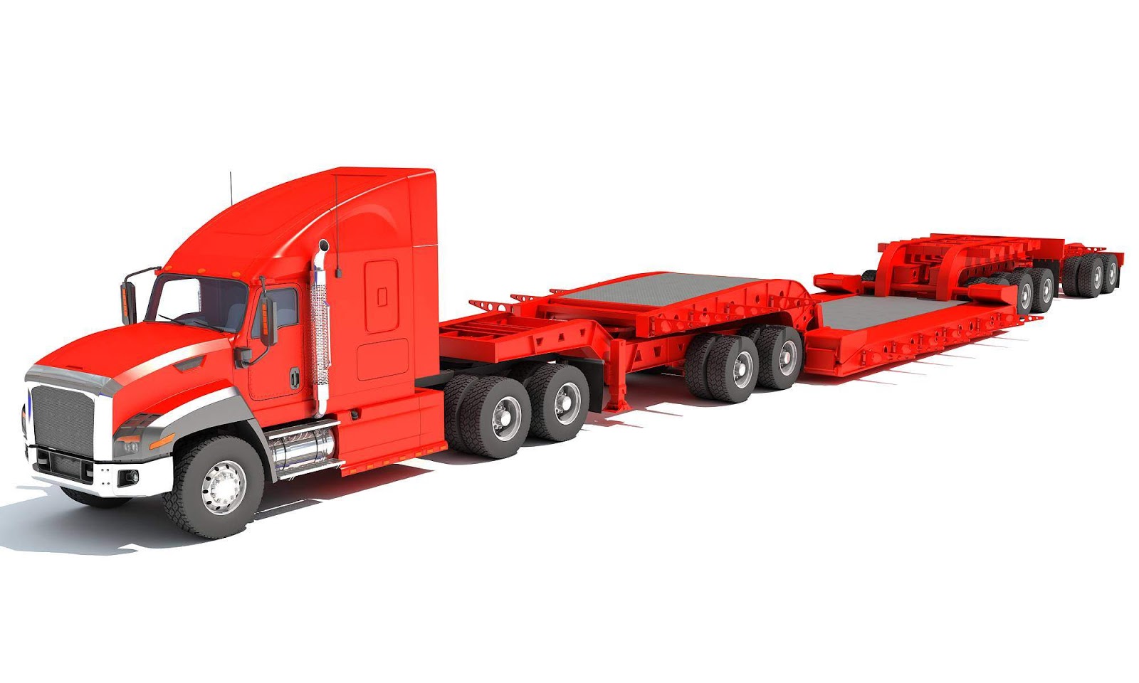 Load And Board Logistics Lowboy Trailer Are Used For Different Loading