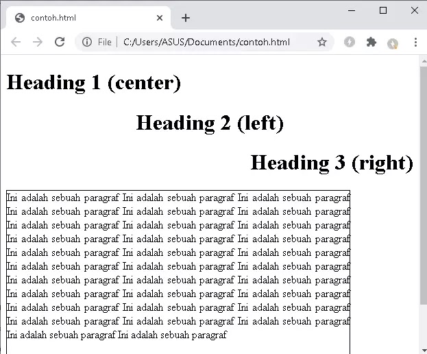 penggunaan property text-align Text alignment