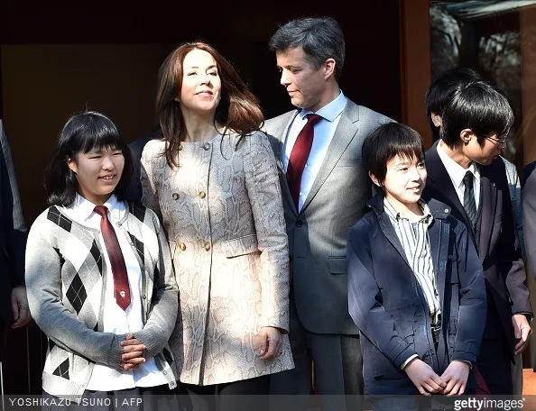 Danish Crown princess Mary and Crown Prince Frederik meet young Japanese students in Tokyo