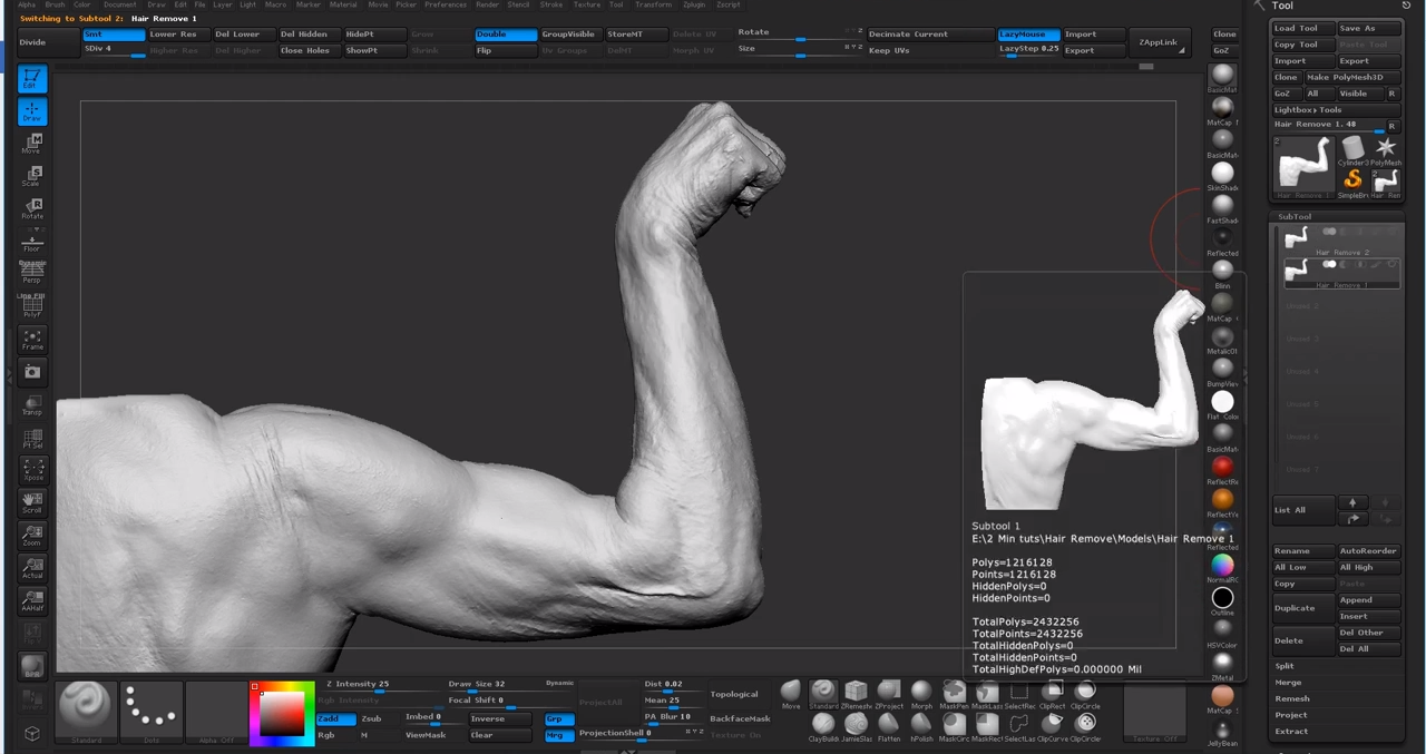 Fullbody scans Hair Removal Technique in Zbrush CG TUTORIAL