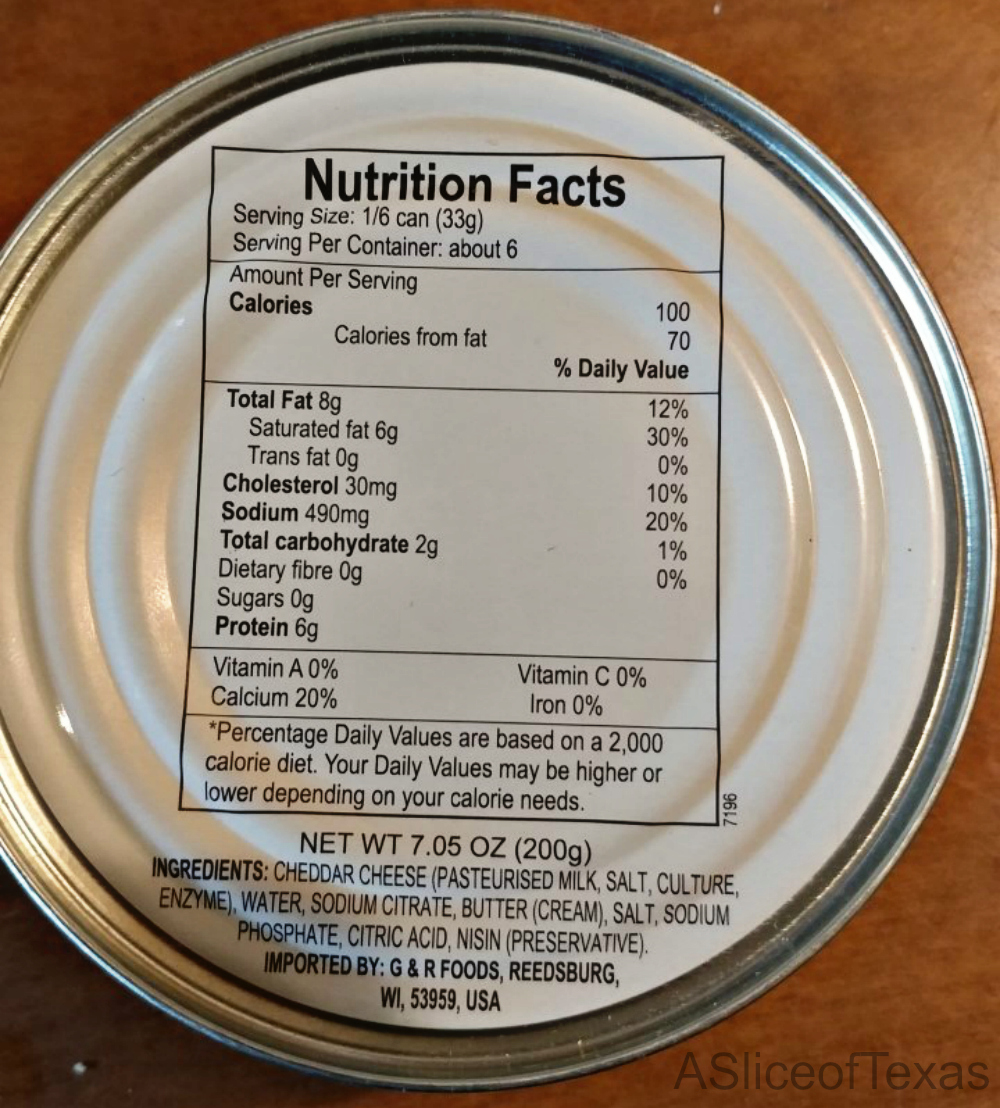 A Slice of Texas blog CANNED CHEESE FOR FOOD STORAGE Bega Cheese REVIEW