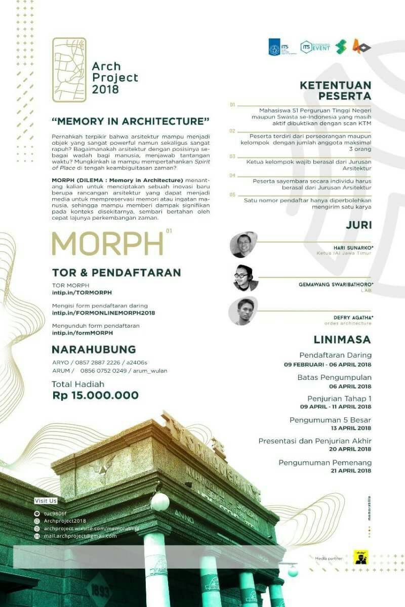 Sayembara Arsitektur Nasional Morph 2018 Di Its Info Lomba 2021 Terbaru