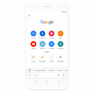 A GIF of the Google Go App on a screen