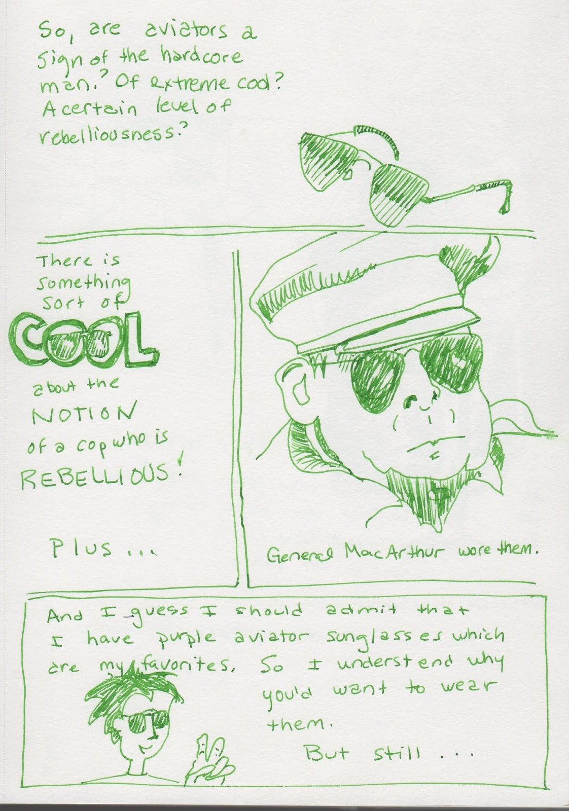 Scribbling With Spirit Aviator Sunglasses, Drafting Comics