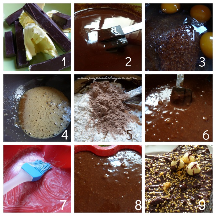 Receta de brownie de chocolate al microondas. Fotografías de cómo hacer un brownie de chocolate en el microondas.