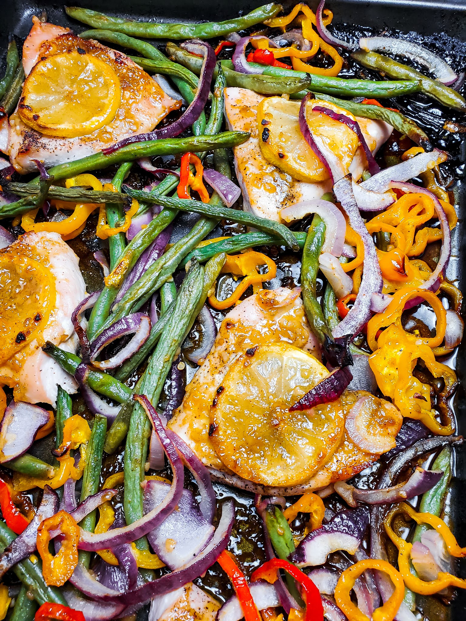 Slice of Southern Sheet Pan Honey Dijon Chicken & Vegetables