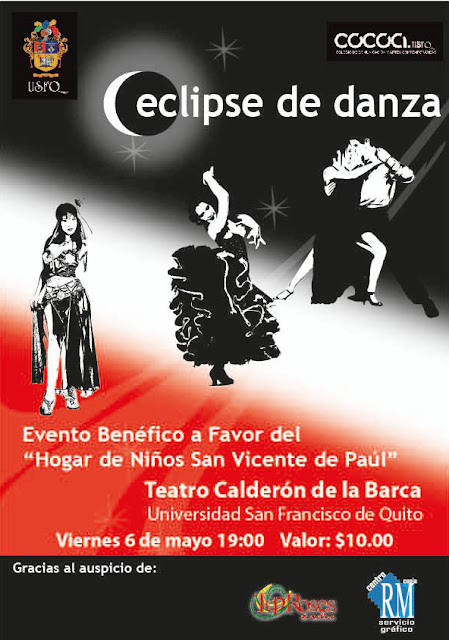 Eclipse de Danza, evento benéfico por la Fundación San Vicente de Paúl de niños huérfanos: 6 mayo, 19h00, Teatro Calderón de la Barca USFQ