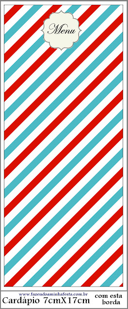 Light Blue, Red and White Stripes: Free Printables for your Quinceanera Party.