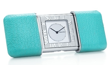 Tiffany travel alarm, in Tiffany blue case