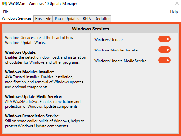 หยุดการอัปเดต Windows 10 อัตโนมัติด้วย Wu10Man
