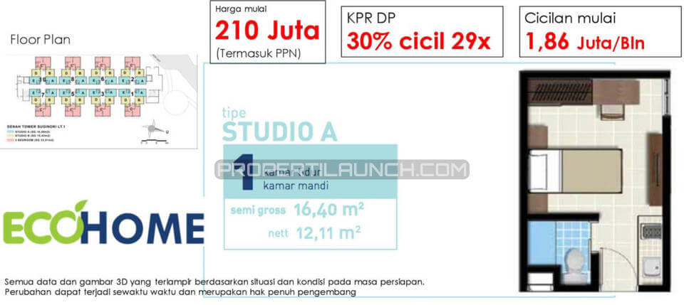 Apartemen EcoHome CitraRaya Tipe Studio A