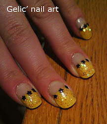 yellow glitter nail rhinestones nails funky french star ve basically applied base then