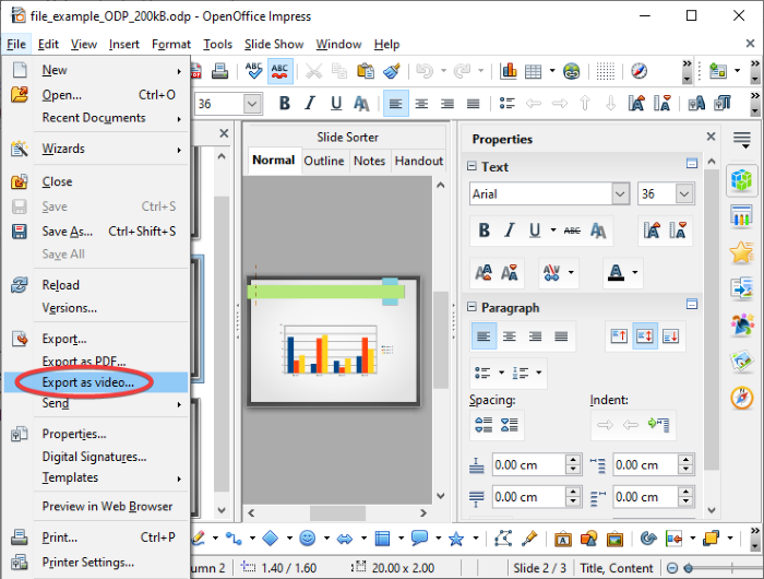 chuyển đổi Bản trình bày OpenDocument thành Video trong OpenOffice