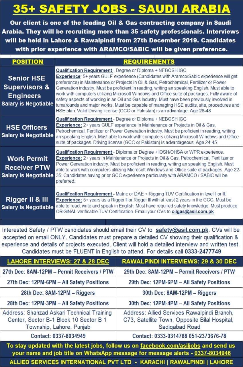 Safety Jobs in Saudi Arabia