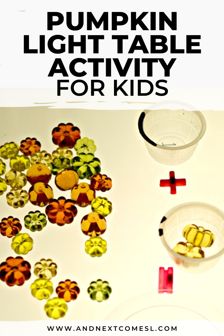 Looking for fall light table activities? Try this simple pumpkin light table idea that works on counting and addition.