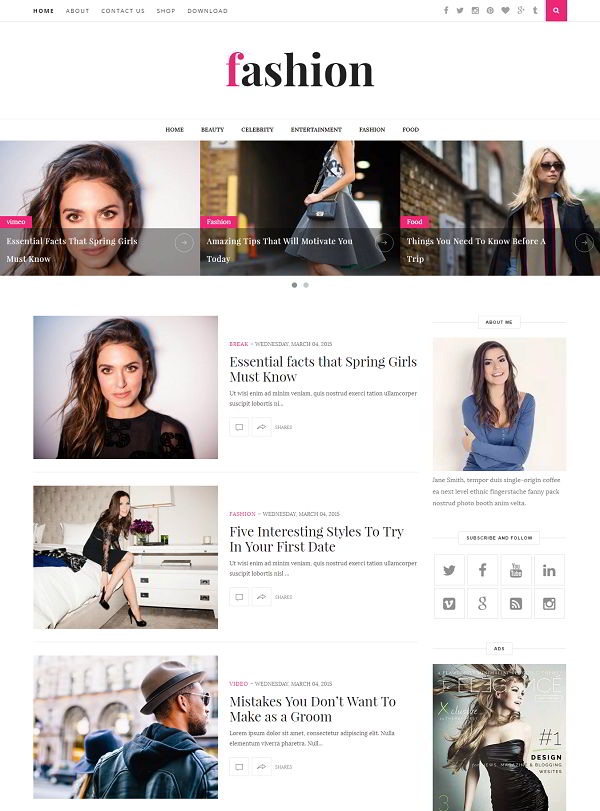 Fashion Magazine Blogger Template IDTEMPLATE