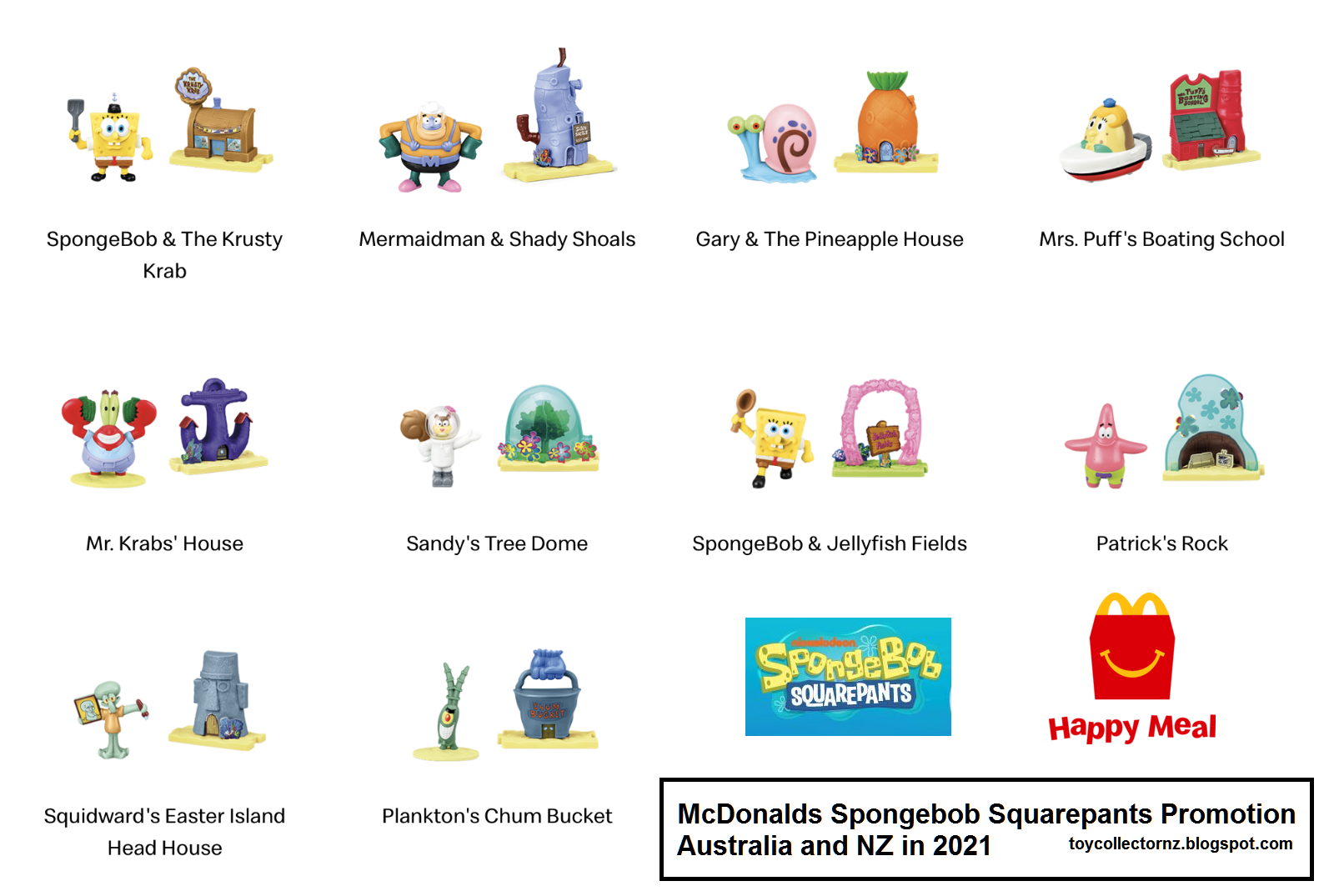 Toy Collector New Zealand McDonalds Spongebob Toys 2021 in Happy Meals