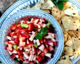 Strawberry Salsa with Sweet-Cinnamon Baked Tortilla Chips