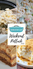 Weekend Potluck featured recipes include Peanut Butter Chocolate Texas Sheet Cake, Amish Pasta Salad, Chicken and Rice Crock Pot Recipe, Pineapple Dream Dessert, and so much more. 