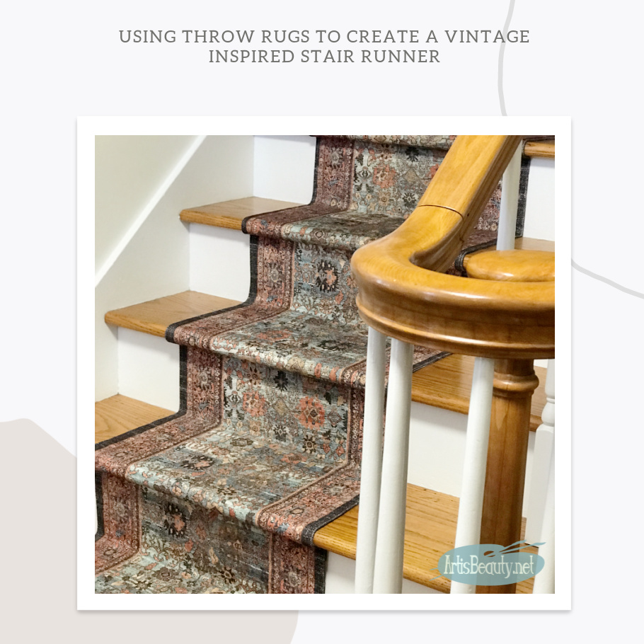 ART IS BEAUTY DIY STAIR RUNNER USING THROW RUGS. (WHAT YOU DO WHEN YOU