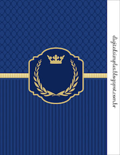 Royalty Crown in Blue: Free Printable Candy Bar Labels.