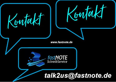 KONTAKT zu uns per E-Mail talk2us@fastnote.de fastNOTE SchreibService für manuelle Schreibarbeiten
