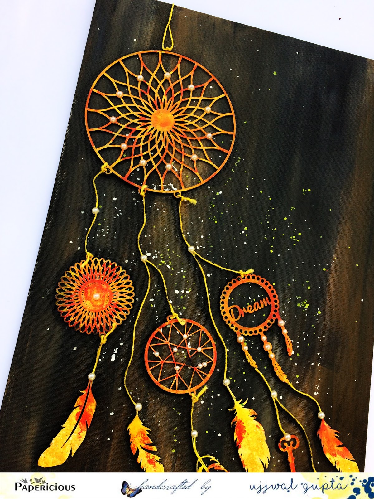 Mixed Media Dream Catcher on Canvas + Video Tutorial! Papericious