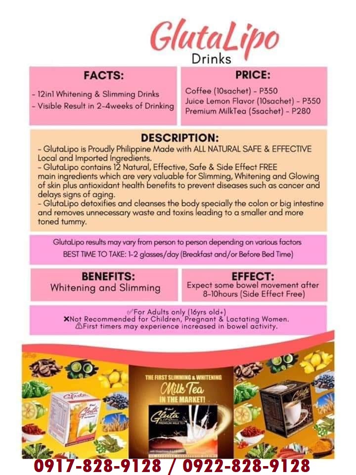 GLUTA LIPO COFFEE, JUICE & MILK TEA GlutaLipo 12in1